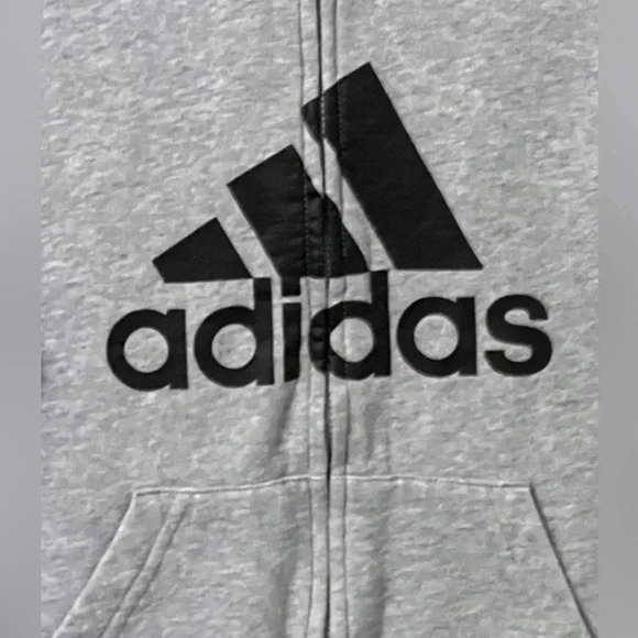 Adidas gray 3-stripe full zip hoodie boys Size 7 Small White Spot On Back - Picture 2 of 6